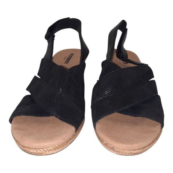 Clarks Krissy Black Wedge Sandals - Picture 2 of 2